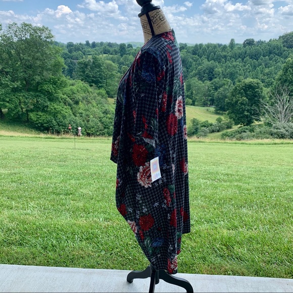 LuLaRoe Shirley Houndstooth Floral Kimono SM NWT - Picture 8 of 10